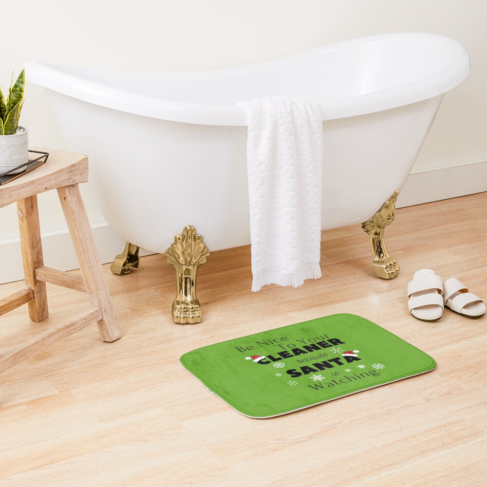 Be Nice To Your Cleaner Funny Cleaning lady fun by Savvy Cleaner Bath Mat