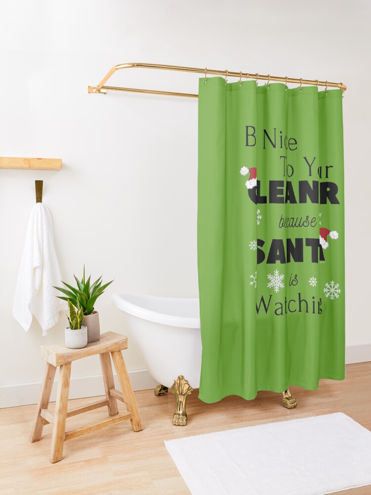 Alternate view of Be Nice To Your Cleaner Funny Cleaning lady fun by Savvy Cleaner Shower Curtain