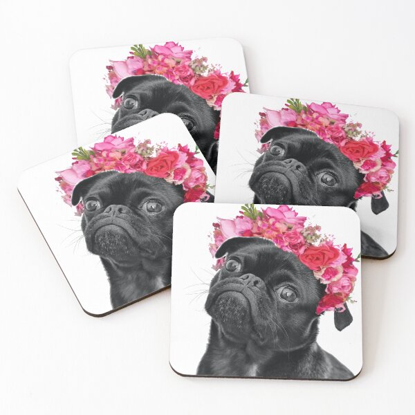 Item preview, Pug with flower crown designed and sold by Sarahgranchelli.