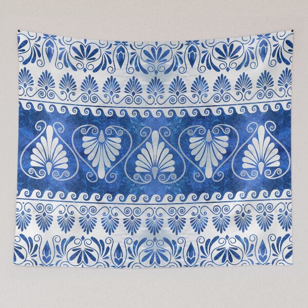 Item preview, Luxury Greek Ornament Blue Gemstone and pearl designed and sold by k9printart.