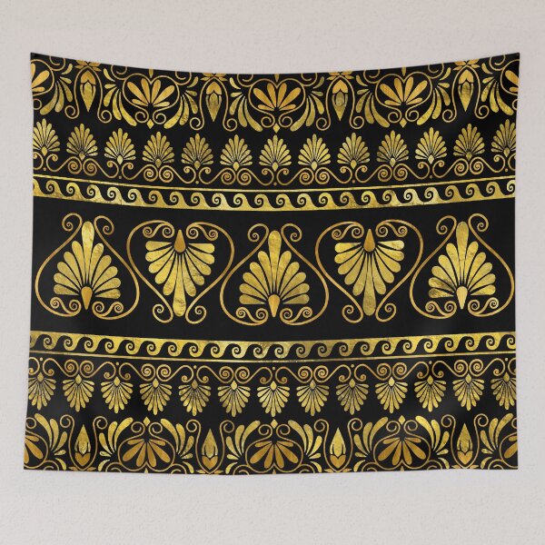Item preview, Luxury Greek Ornament Black and gold designed and sold by k9printart.