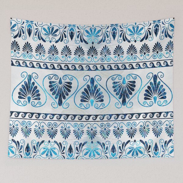 Item preview, Luxury Greek Ornament Blue Gemstone and pearl designed and sold by k9printart.