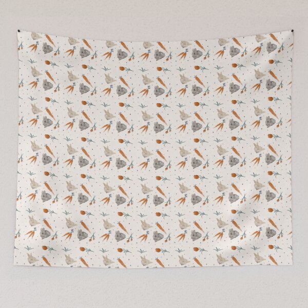 Item preview, Springtime Carrots, Tulips and Rabbits Pattern designed and sold by Gallerisa.