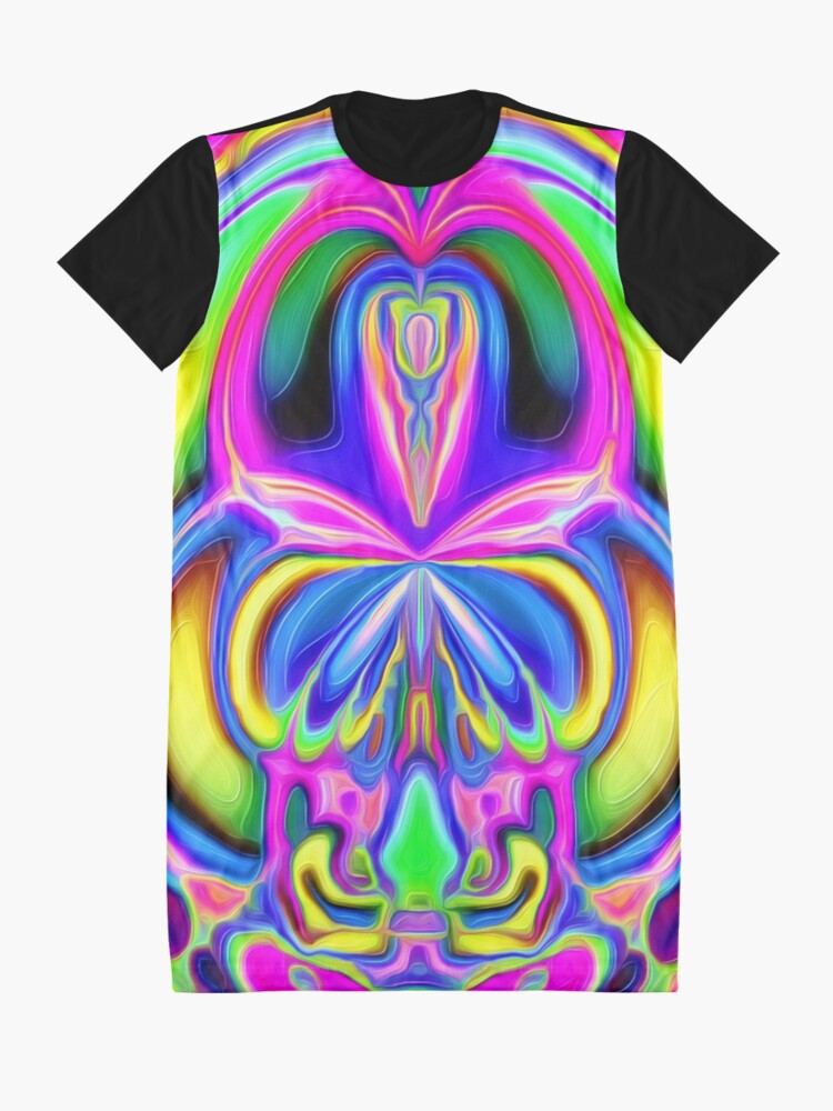 Alternate view of Psychedelic Finger Paint Graphic T-Shirt Dress