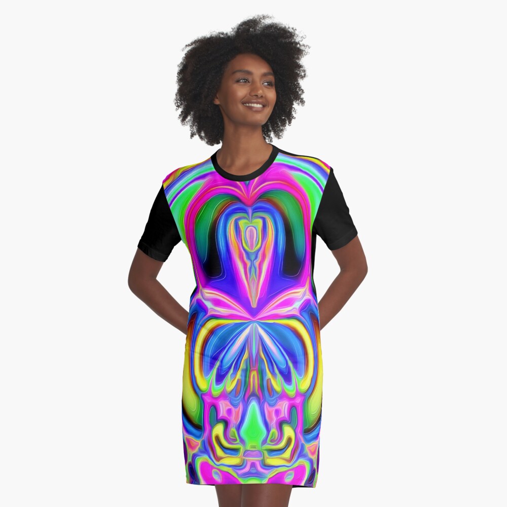 Psychedelic Finger Paint Graphic T-Shirt Dress