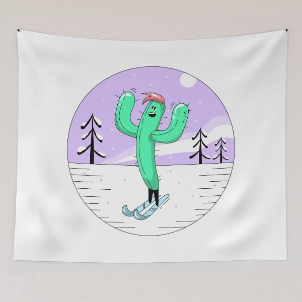 Item preview, Cute cactus skiing in winter designed and sold by Ranedel.