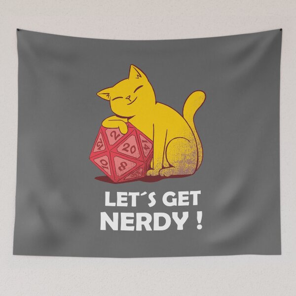 Item preview, Let's get nerdy cat with game dice nerd gift designed and sold by MoonCat26.
