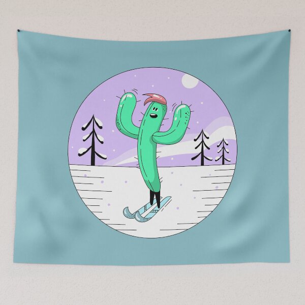 Item preview, Cute cactus skiing in winter designed and sold by Ranedel.