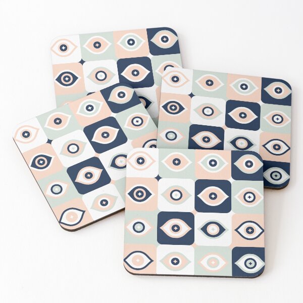 Item preview, Checkered Retro Eyes – Mint, Blush & Navy Palette designed and sold by Cat Coquillette.
