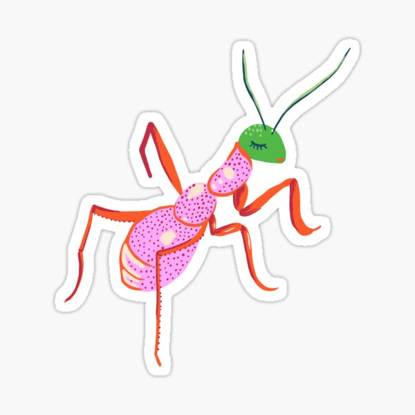 Pink Girly Ant with Green Head Sticker