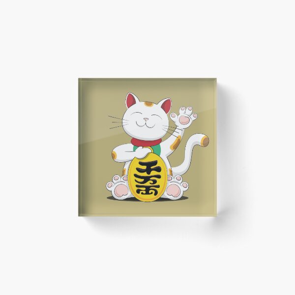 Lucky Cat – Maneki Neko (Gold Effect) Acrylic Block