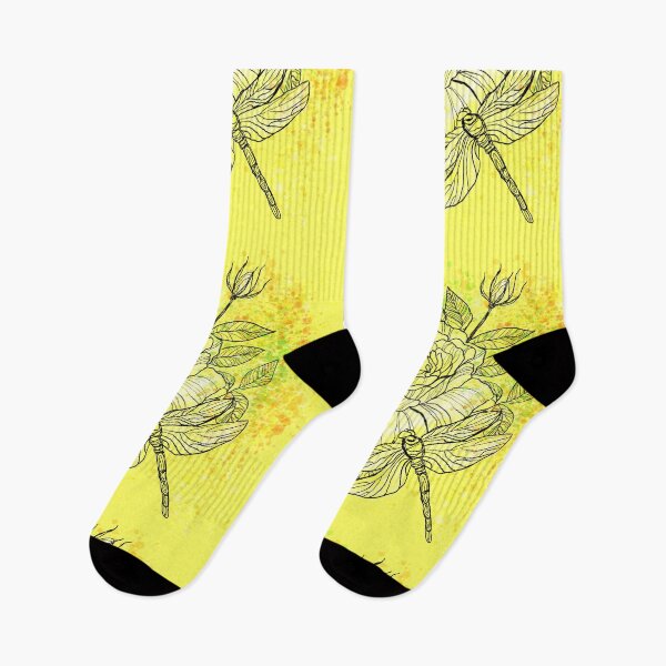 Item preview, White rose with dragonfly seamless pattern on yellow background designed and sold by NinaJayasinghe.