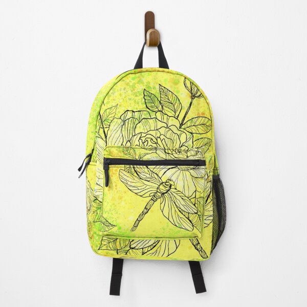 Item preview, White rose with dragonfly seamless pattern on yellow background designed and sold by NinaJayasinghe.