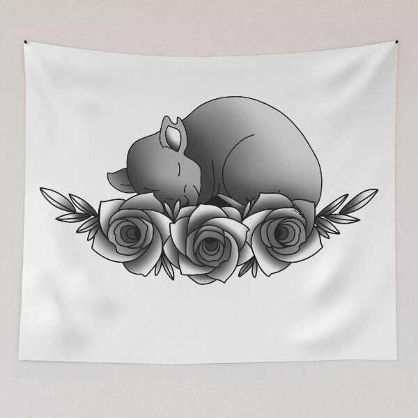Item preview, Sleeping rat on roses designed and sold by Hildegardcgn.