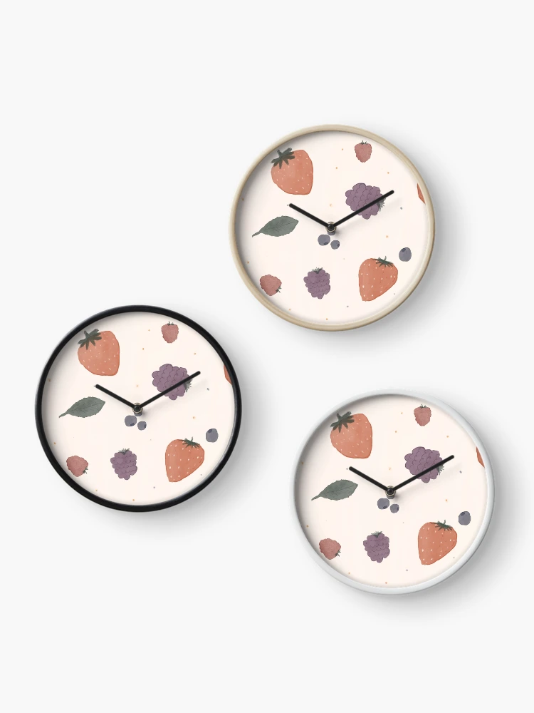 Thumbnail 3 of 4, Clock, Springtime Berry Pattern designed and sold by Gallerisa.