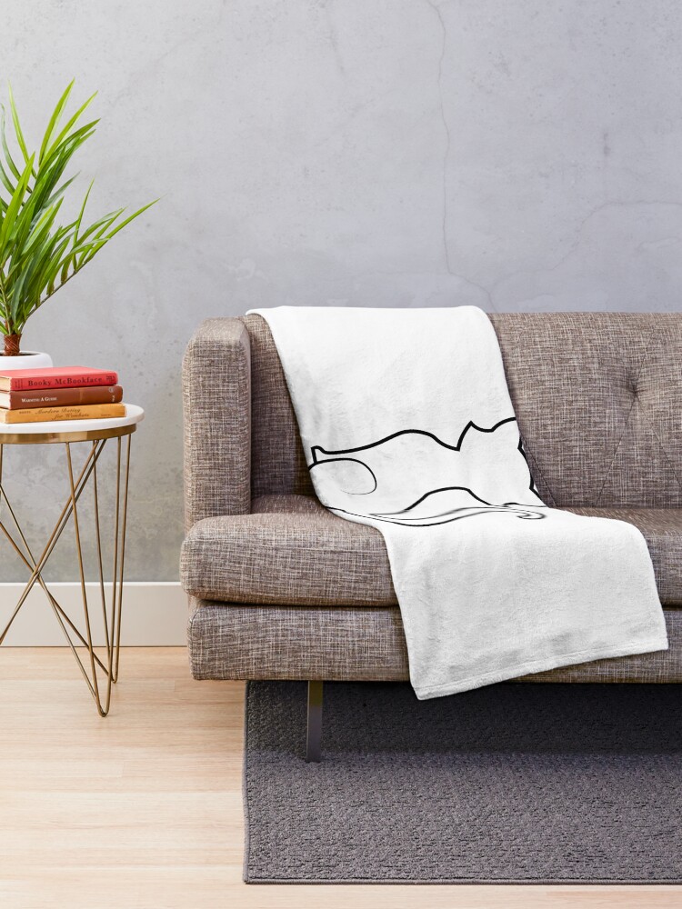 Alternate view of Little white cat silhouette Throw Blanket