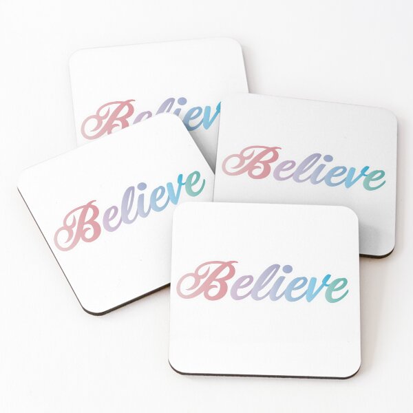 Item preview, Beautiful Believe sticker in script filled with pastel gradients designed and sold by StickersbyVW.