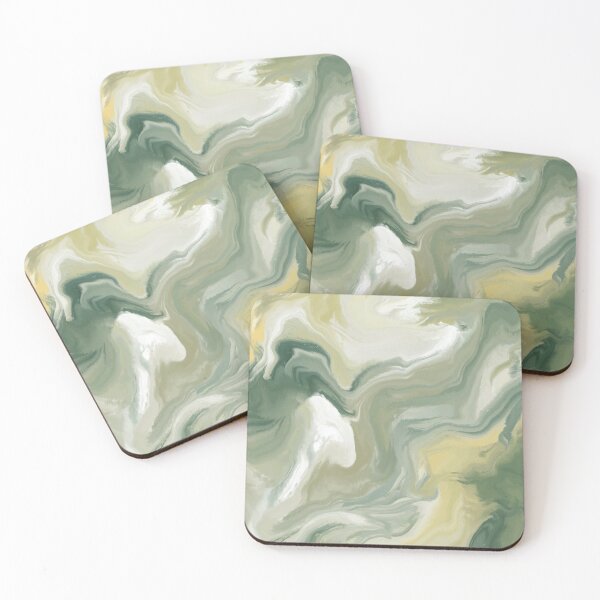 Item preview, Marble Swirls of Green, White and Yellow Abstract Pattern designed and sold by Alicia Chee.