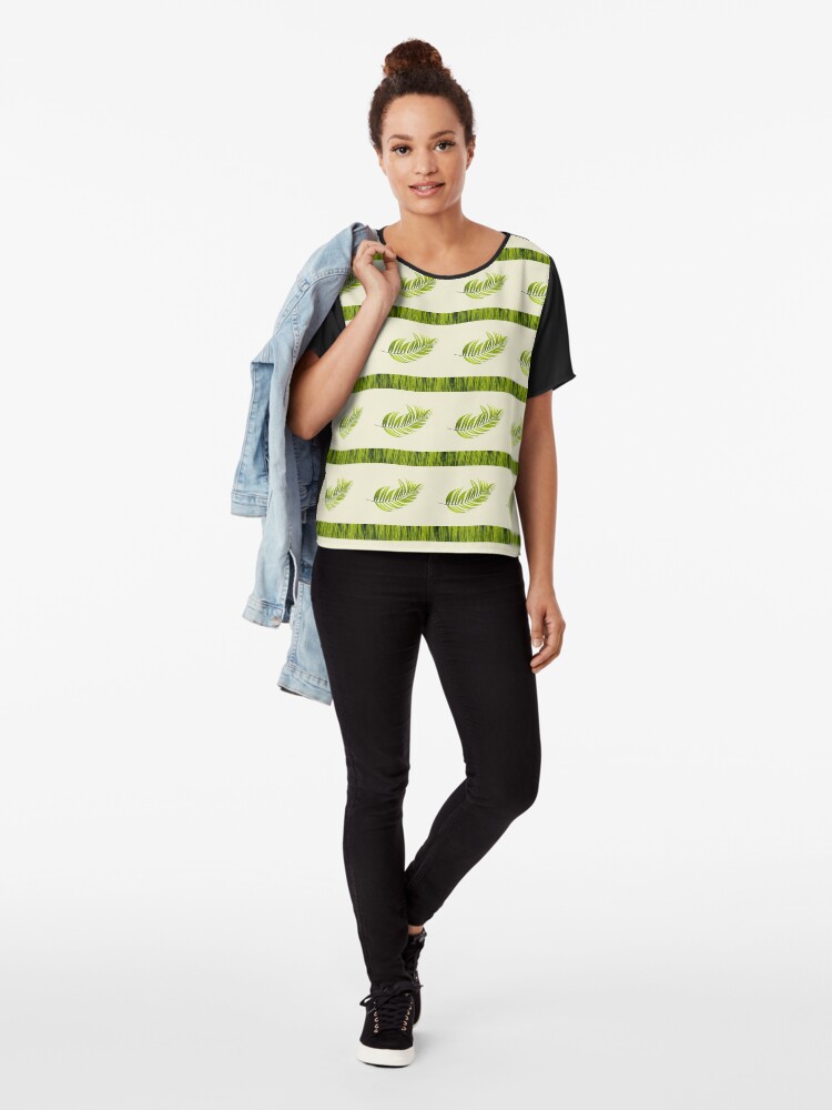 Alternate view of Palm Leaf Design Chiffon Top