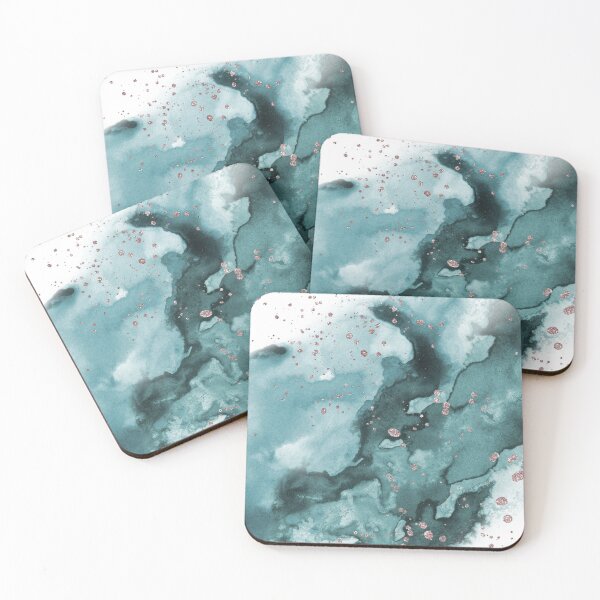 Item preview, Watercolor meets glitter - turquoise rose gold - No 1 designed and sold by uplusmestudio.