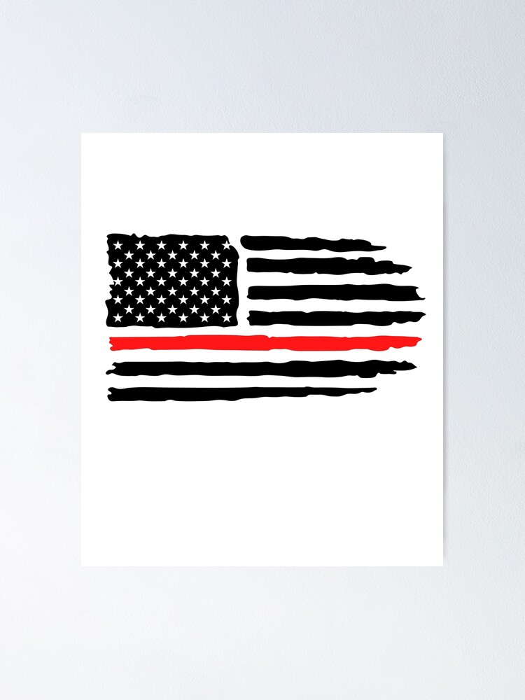 Red Line Flag Firefighter American Fire Department Logo Distressed Flag Fire Department