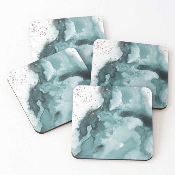 Item preview, Watercolor meets glitter - turquoise rose gold - No 2 designed and sold by uplusmestudio.