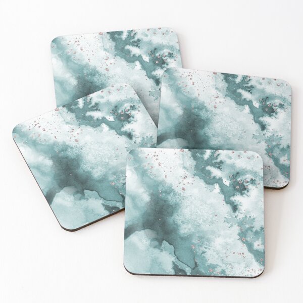 Item preview, Watercolor meets glitter - turquoise rose gold - No 3 designed and sold by uplusmestudio.