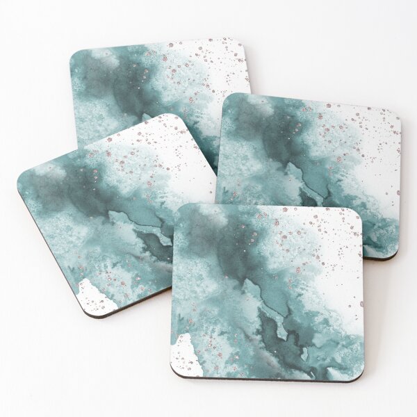 Item preview, Watercolor meets glitter - turquoise rose gold - No 4 designed and sold by uplusmestudio.