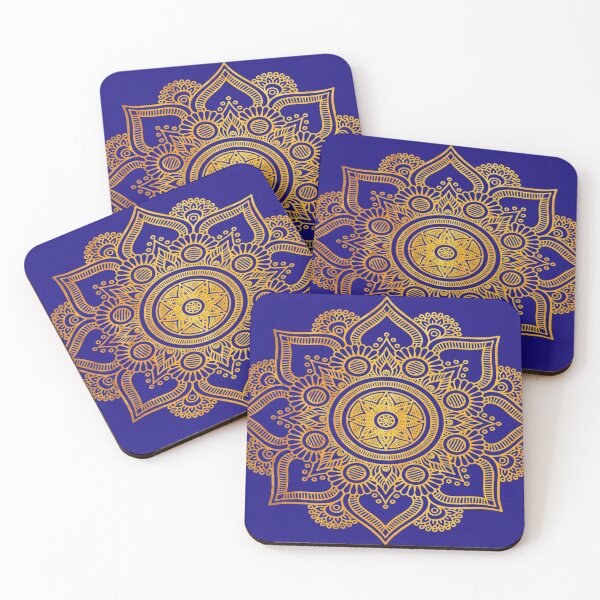Item preview, Emotional Healing Blue and Gold Mandala Flower designed and sold by Julie Pickering.