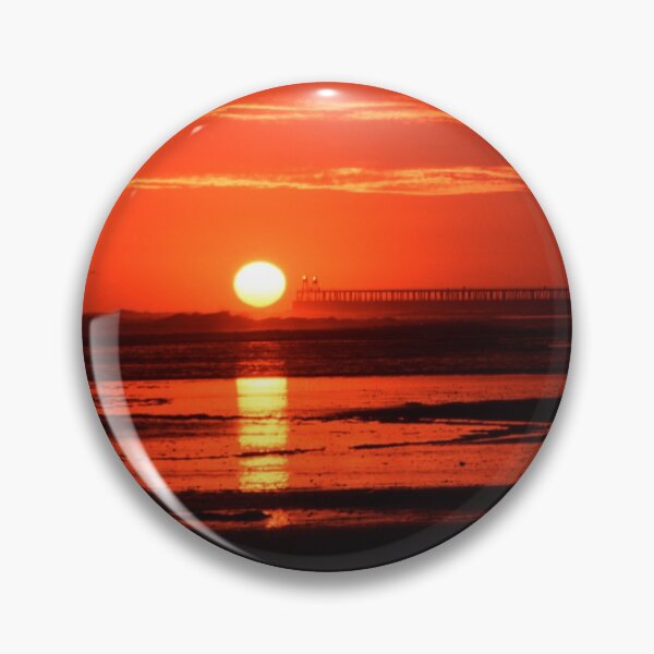 Item preview, Orange sunrise beach sky over Whitby Pier designed and sold by Original-Art-UK.