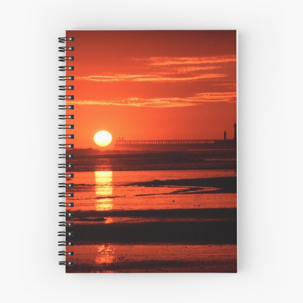 Item preview, Orange sunrise beach sky over Whitby Pier designed and sold by Original-Art-UK.