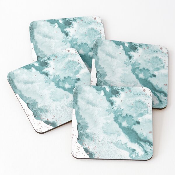 Item preview, Watercolor meets glitter - turquoise rose gold - No 5 designed and sold by uplusmestudio.