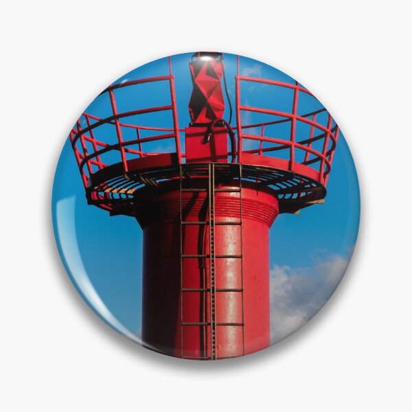 Item preview, red and white watchtower in the harbor blue sky designed and sold by Alberto Morales Romero.