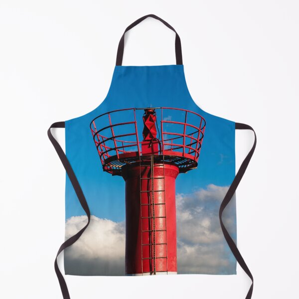 Item preview, red and white watchtower in the harbor blue sky designed and sold by Alberto Morales Romero.