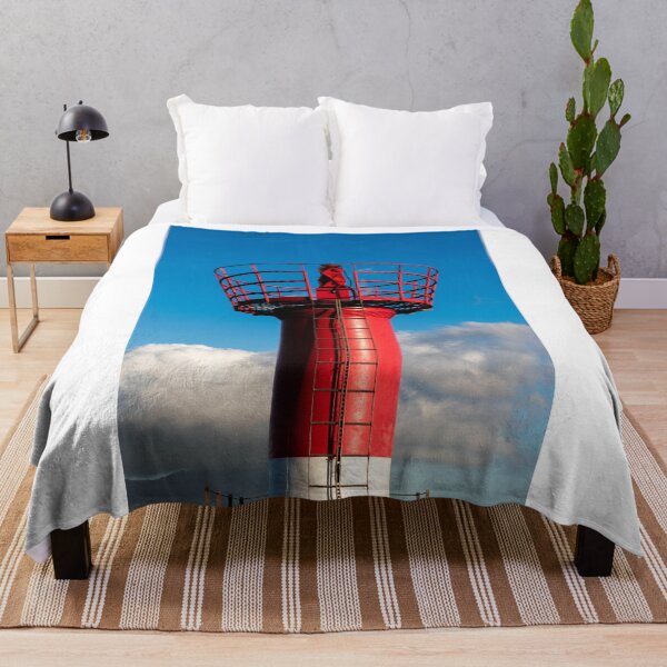Item preview, red and white watchtower in the harbor blue sky designed and sold by Alberto Morales Romero.