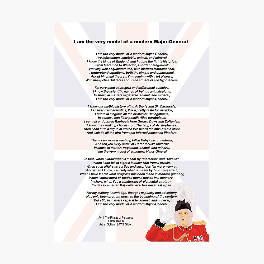 Modern Major-General - Illustration and Lyrics Art Board Print for Sale by  WayneBrant | Redbubble