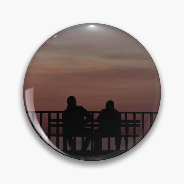 Item preview, two silhouettes of men sitting on a bench watching the sunset on the beach designed and sold by Alberto Morales Romero.