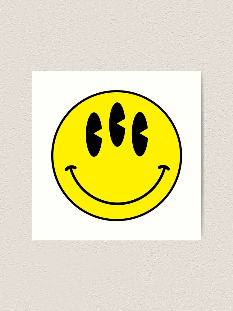 "Trippy 90s acid house three eyed smiley face" Art Print for Sale by