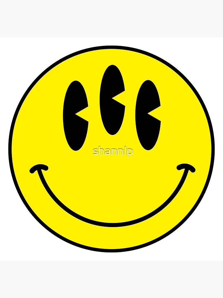 "Trippy 90s acid house three eyed smiley face" Art Print for Sale by