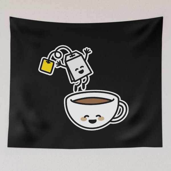 Item preview, Funny tea bag jumping in teacup happy Kawaii cute designed and sold by LaundryFactory.
