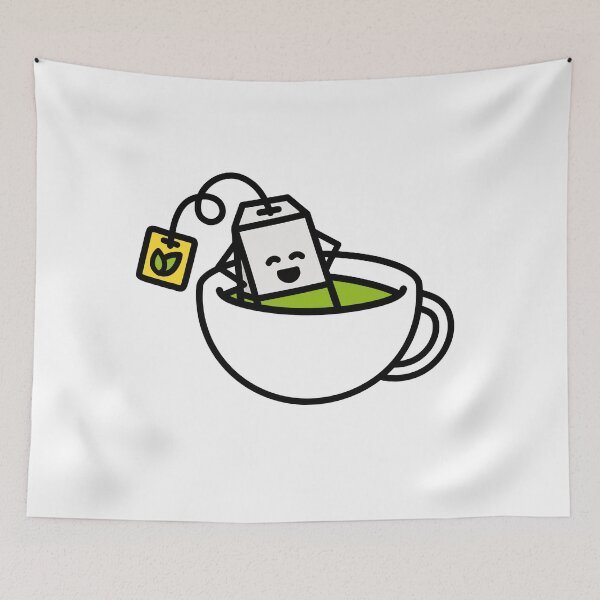 Item preview, Funny Green tea Matcha tea bag in teacup bath Yoga designed and sold by LaundryFactory.