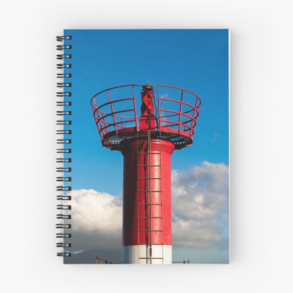 Item preview, red and white watchtower in the harbor blue sky designed and sold by Alberto Morales Romero.