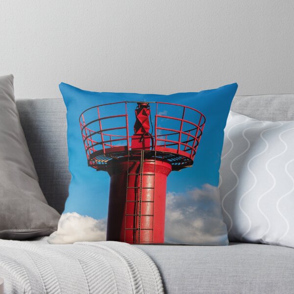Item preview, red and white watchtower in the harbor blue sky designed and sold by Alberto Morales Romero.