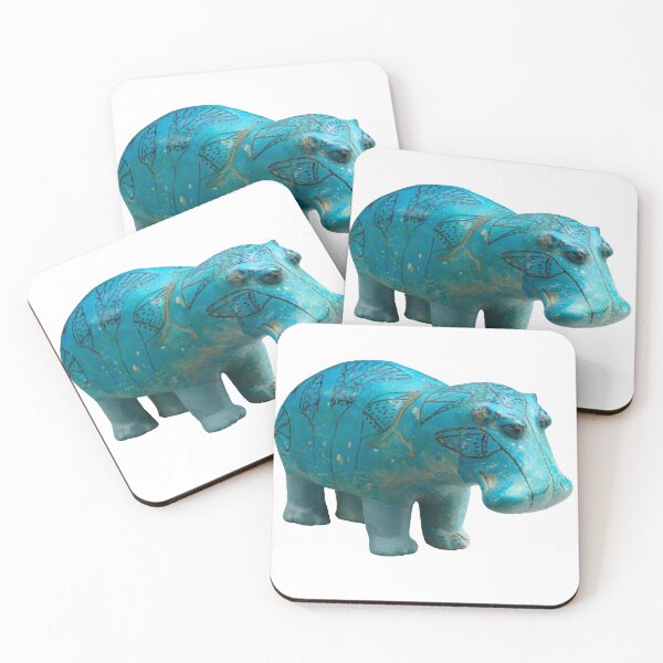 Item preview, Ancient Blue Tattoo Hippo Art Sculpture Good Luck Charm designed and sold by Midwest-Goods.