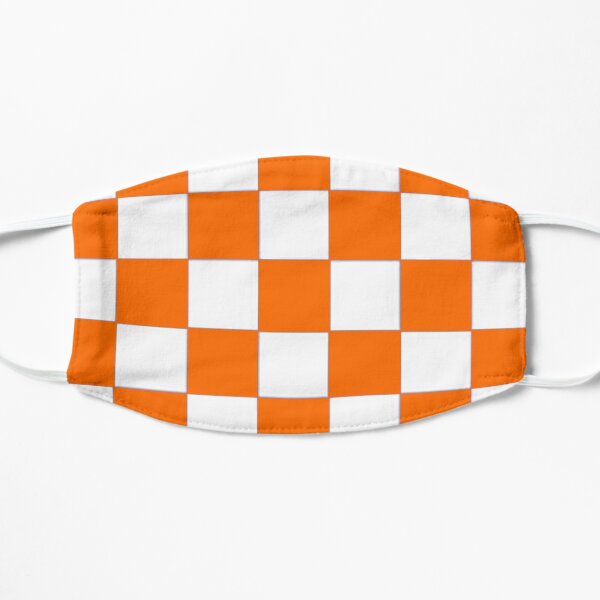 Orange and White Checkerboard Design Flat Mask
