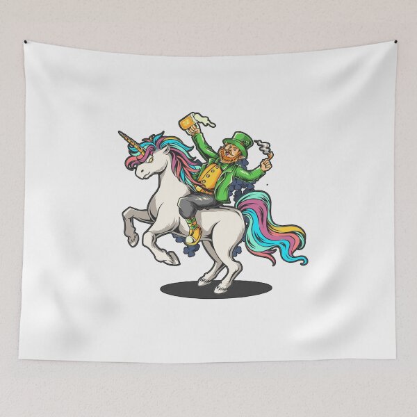 Item preview, St. Patrick's Day Bearded man sitting on a unicorn Horse designed and sold by king's Outfit.