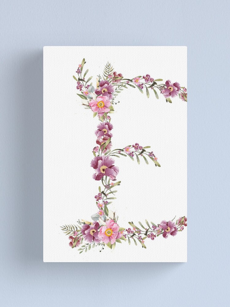 Letter E Flower Crown Monogram Canvas Print by MeeksMcGee