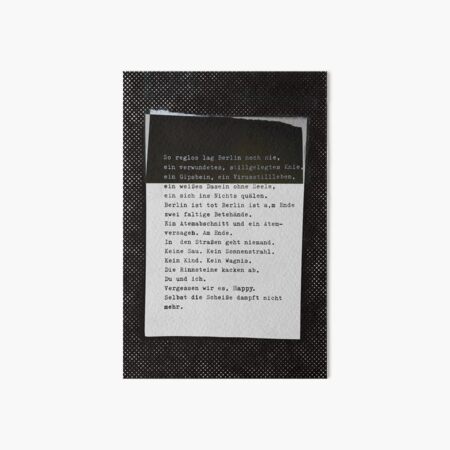 So reglos lag Berlin noch nie ... Gedicht 25, Lockdown, ein C-Movie Galeriedruck