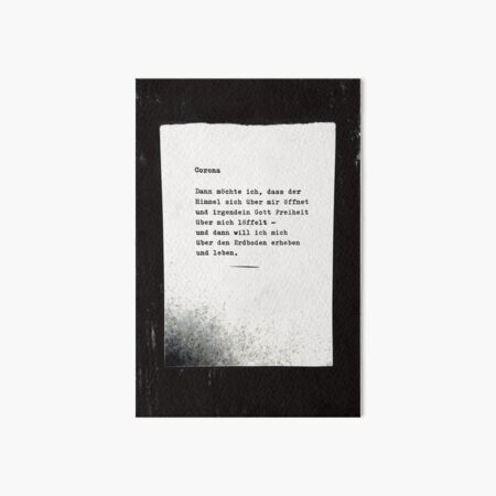 Corona ... Gedicht 15, Lockdown - EIN C-MOVIE Galeriedruck