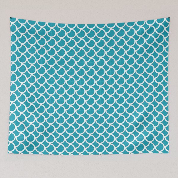 Item preview, Turquoise background white art deco pattern designed and sold by Brontorino.